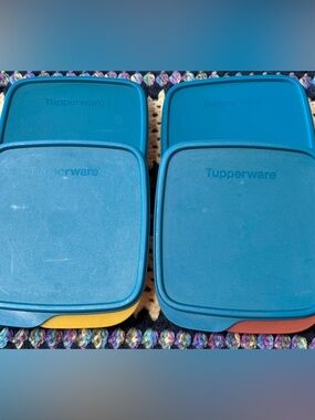 4 Tupperware lunch-it containers yellow red